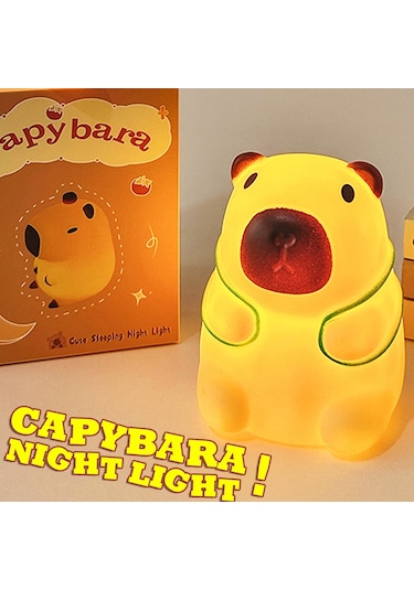 Şirin Mini Kapibara Gece Lambası Pille Çalışan Karikatür Lamba 1 Çok Renkli