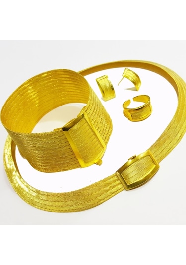 Trabzon Hasır Seti 22 Ayar Altın Kaplama Gümüş Set-2-2-2-2-2