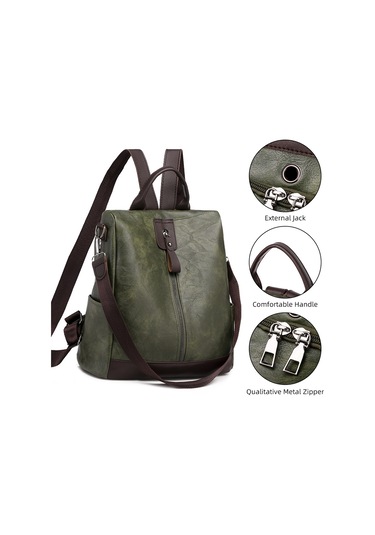 Skycity 2022 Retro Kadın Sırt Çantası, Pu Malzeme, Hırsızlığa Karşı, Yeşil, Seyahat Ve Günlük Kullanım İçin Çok Cepli Moda Çanta Çok Renkli