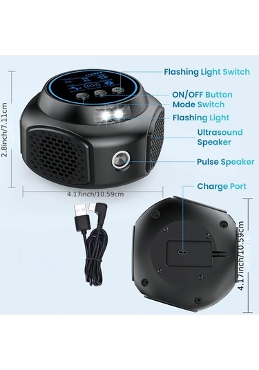 Motion003 Ojımo Ultrasonik Fare Ve Sivrisinek Kovucu Siyah Usb Güçlü Dijital Ekran 3 Mod Ev Çatı Garaj Mutfak İçin Zararlı Kontrol Cihazı