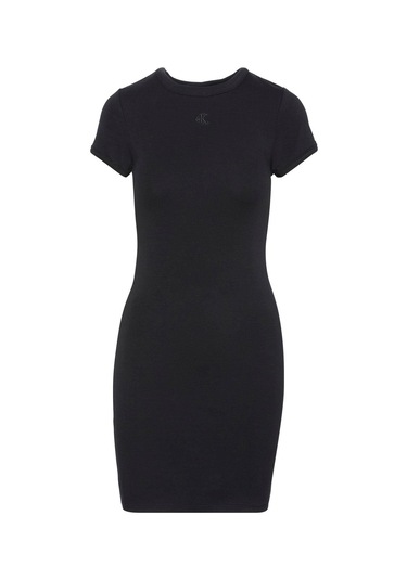 Ss Ctn Contour 1x1 Rib Ss Mini D Siyah Kadın Elbise-8425 Siyah