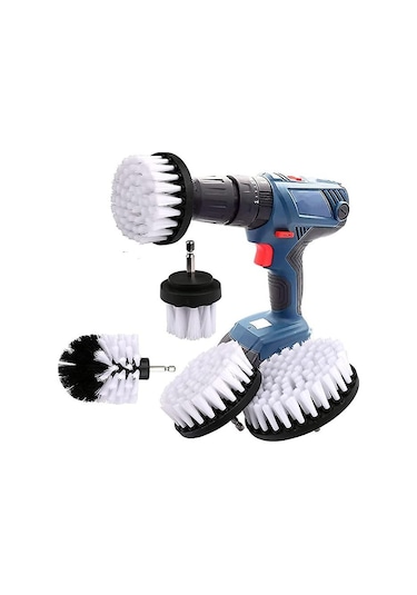 4 Parçalı Matkap Temizleme Fırçası, Matkap Fırçası Araba Fayans Halı Küvet Mutfak Tuvalet Beyaz