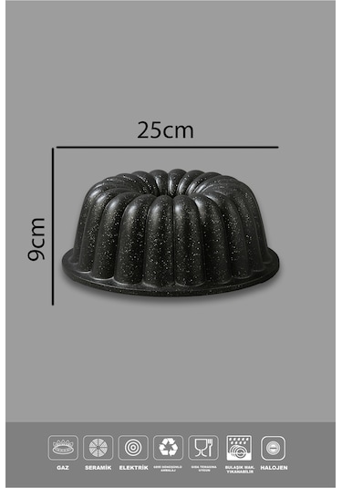 Polochef Döküm Granit 3'lü Kek Kalıbı Siyah