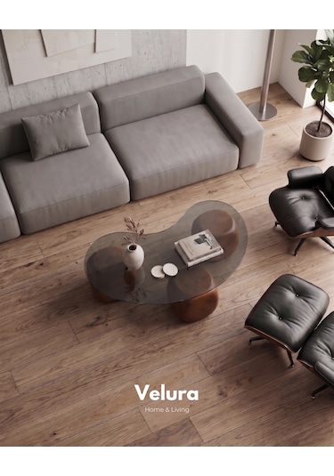 Modern Orta Sehpa & Küre Sehpa & Top Sehpa & Füme Fasulye Cam & Ceviz Zar