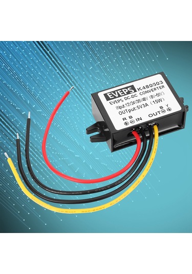 Suofeng Dc-dc 8-58v'den 5v 3a'ya Dönüştürücü Modül, Aşırı Gerilim/akım Korumalı, Su/dağınık/şok Dayanıklı, Alev Engelleme Kılıf, 96% Verimlilik