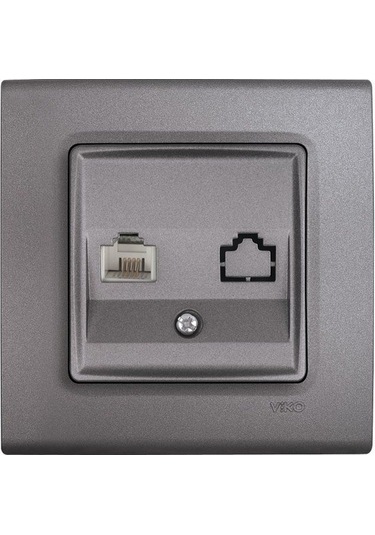 Viko Linnera Life Granit Grisi Tekli Nümeris Cat-3 Telefon Prizi Çerçeveli - 90442013