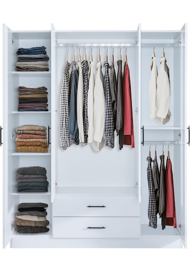 Gardırop, Blesk Hera 4 Kapaklı, Aynalı Çekmeceli Dolap Çok Renkli