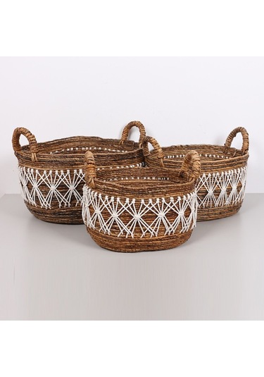 Ürgüp 50x40x35 Cm. Doğal Abaka El Yapımı Oval Sepet Xl Bej