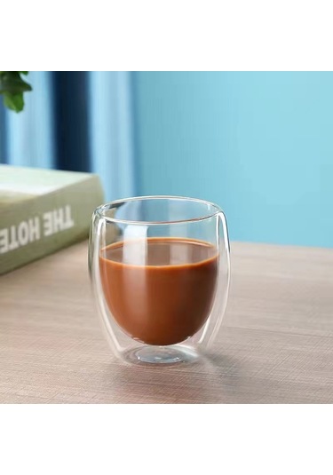 Ranyeek 350ml Bakırcam Cam Bardak, Isı Dayanıklı, Ev Kullanıma İdeal, Meyve Suyu-kahve-süt İçin, Eldivenli, Şeffaf, Konforlu Kullanım Şeffaf