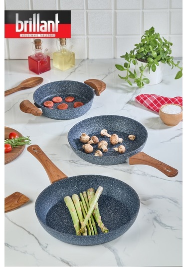 Alpha Bio Granit 3'lü Tava Sahan Set 20-24-28 Cm Gri