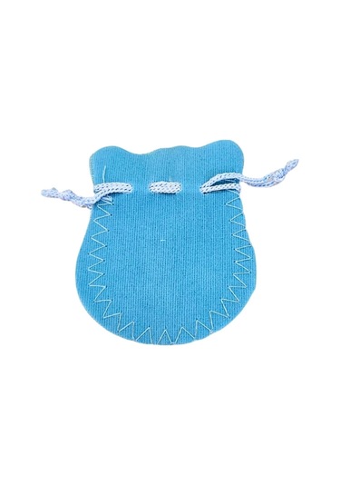 Kadife Kese Açık Mavi 100 Adet 6x8 Boy Takı, Altın Kesesi İpli & Büzgülü