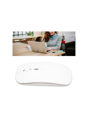 Tenfowee Beyaz Usb Şarjlı 2.4g Kablosuz Sessiz Fare - 3 Seviye Dpı Ayarı, Led Işıklı, 10m Mesafe, Ergonomik Tasarım Batarya Dahil