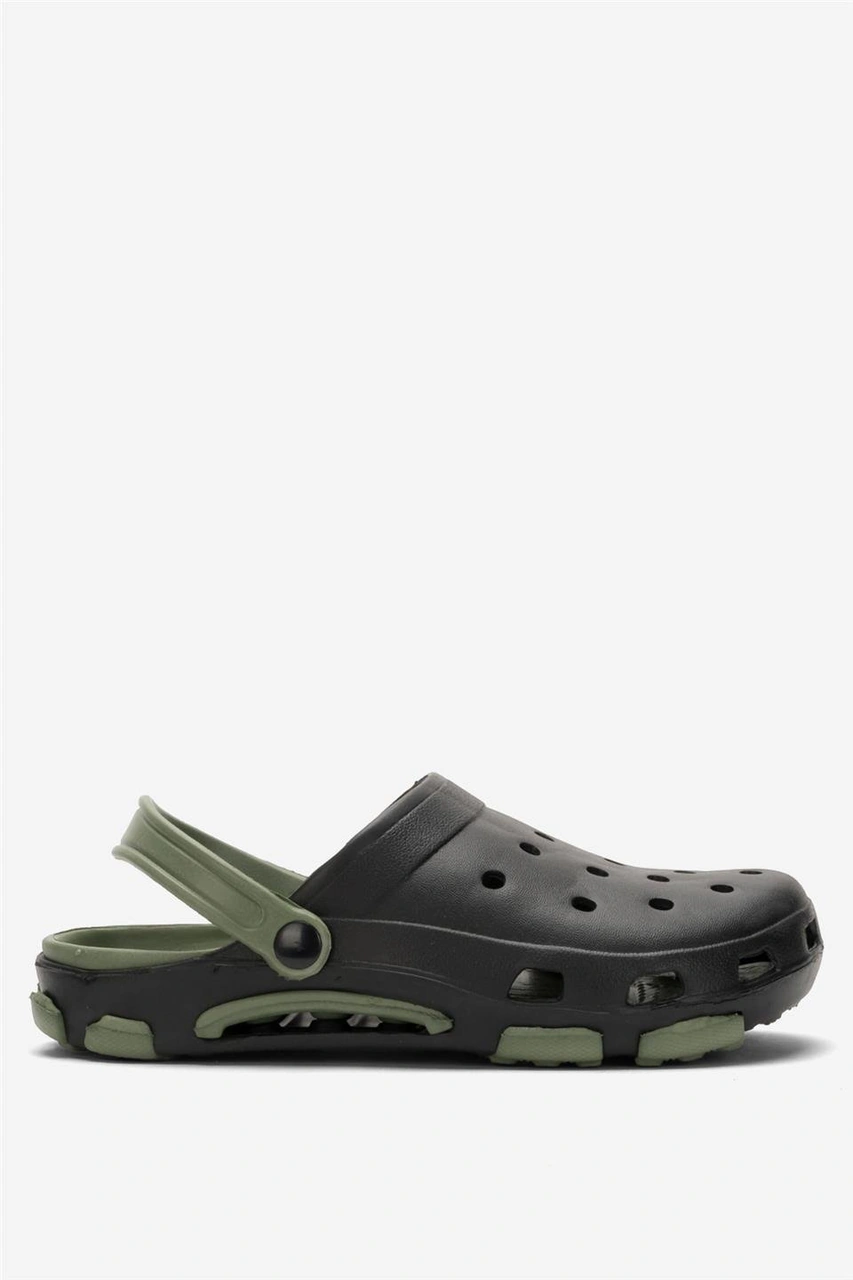 Unisex Çift Tabanlı Ortopedik Hemşire Doktor Aşçı Laboratuvar Deniz Havuz Terliği Sandalet Siyah - Yeşil Siyah - Yeşil