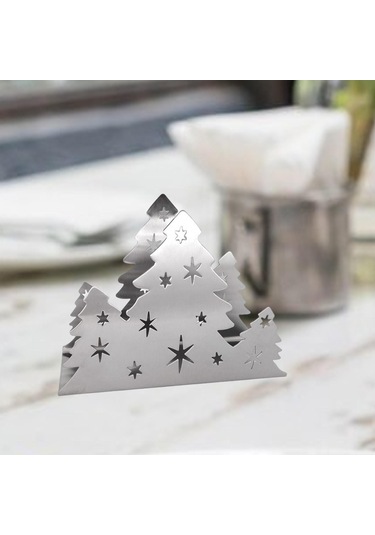 Homyl Mutfak Restoran Otel Için Yılbaşı Peçete Tutucu Gümüş