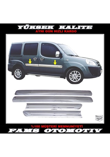 Fiat Doblo Krom Yan Kapı Çıtası Geniş 4 Kapı 2006-2010 P. Çelik