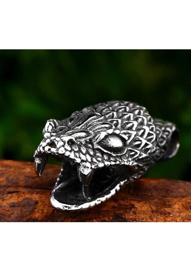 Sevgiliye Hediye Erkek Takı Seti İkili Kombin Deri Bileklik Ve Yılan Başlı Çelik Kolye Çelik