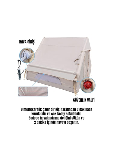 Robo 6 Kişilik 4 Mevsim Şişme Kamp Çadırı (Oxford 210T UPF>40 Kumaş, -40 °C'ye Kadar Kullanım)