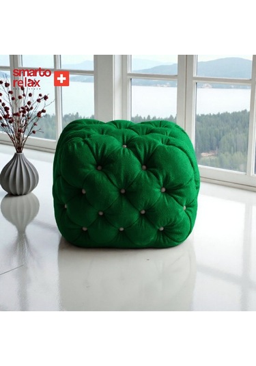 Smarto Relax Puf Zinal Ayaksız Kapitoneli Kare 45x45 Cm Yeşil Yeşil