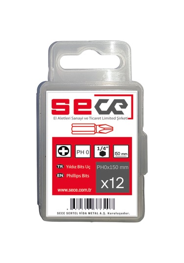 Sece 1/4'' Yıldız Bits Uç Ph0x150 Mm 12 Adet