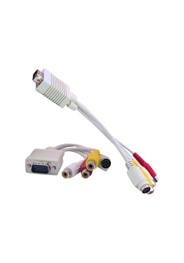 15 Cm. Vga Erkek To 3 Rca Dişi + S Video Dişi Dönüştürücü Kablo