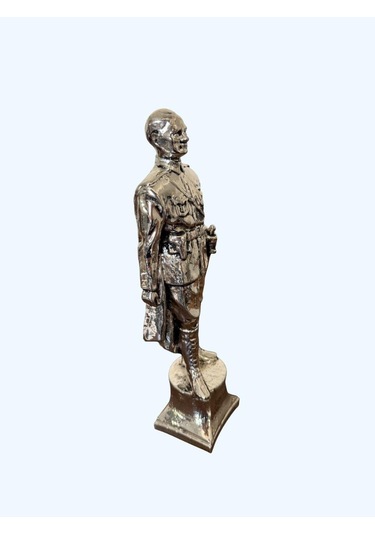 Atatürk Büstü Heykel Biblo 34 Cm Gümüş Renk