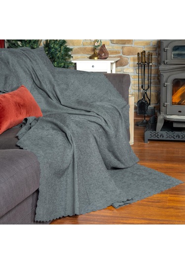 Jakarlı Şönil Koltuk Örtüsü Kanepe Örtüsü Koltuk Şalı 110x175 2 Ad. Kaymaz Bulut Bulut