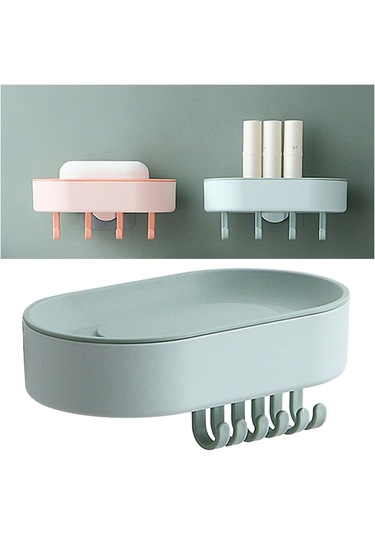 Suntek Sabun Sünger Rafı Drenaj Mutfak Duş Yeşili Çok Renkli