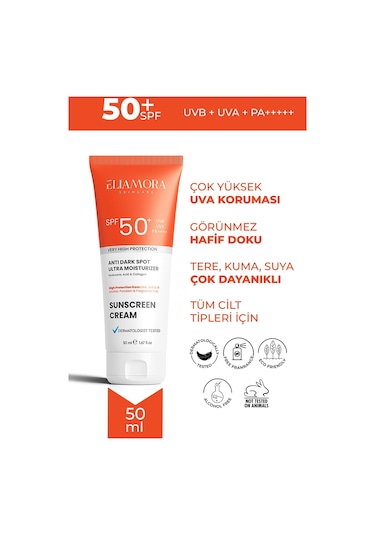 Eliamora Yoğun Leke Karşıtı +50 SPF Güneş Kremi 50 ML