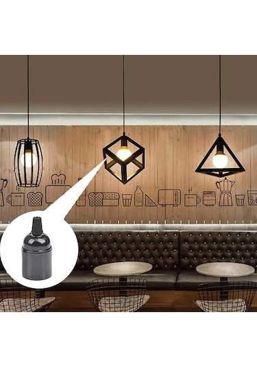 Vintage E27 Duy, 6 Parça Bakalit Duy, E27 Duy Vidalanabilir Duy, Ev Bar Ofis Dıy Sarkıt Duy, Siyah Diğer