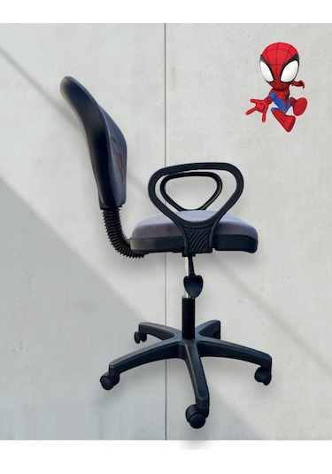 Örümcek Adam Desenli Çocuk Odası Ders Çalışma Sandalyesi Ofis Koltuğu Tekerlekli Çocuk Sandalyesi Gri Örümcek Adam Desenli Çocuk Odası Ders Çalışma Sandalyesi Ofis Koltuğu Tekerlekli Çocuk Sandalyesi Gri