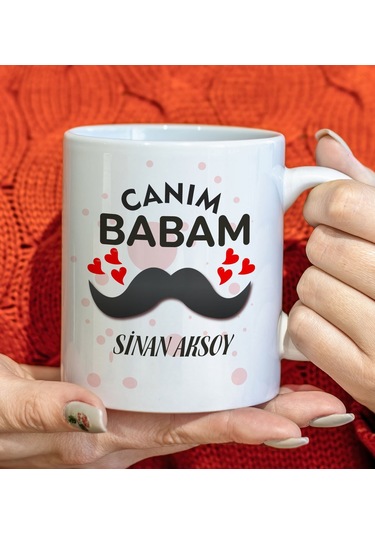 Bk Gift Kişiye Özel Canım Babam Tasarımlı Beyaz Kupa Bardak, Doğum Günü Hediyesi Kobitmeyencom34879 Bk Gift Renkli