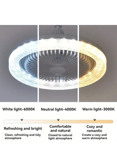 Xuweiwei Beyaz Led Akıllı Fan Işığı 3 Hız 17 Mod E27 Uzaktan Kumanda Minimalist Tavan Fanı