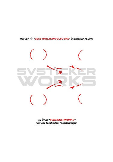 Mondial Drift L Gece Parlayan Sticker Set Paketi Jant li Kırmızı