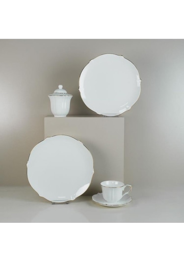 Evaliza Magnolia Premium Gold 36 Parça 6 Kişilik Kahvaltı Takımı Beyaz