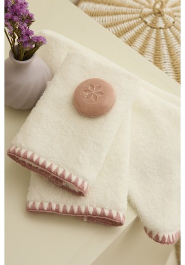 Kaşmir Home Pure 3'lü Midye Dikişli El Havlusu Rose 30x50 Cm Rose Diğer