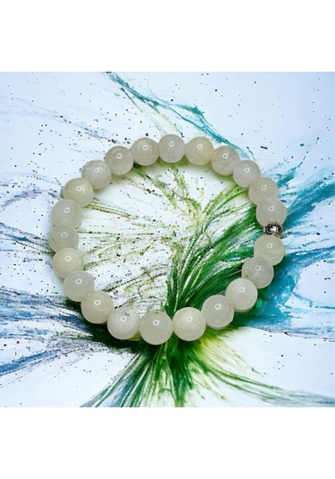 Doğal Ay Taşı Bileklik Hcz-17209 Beyaz