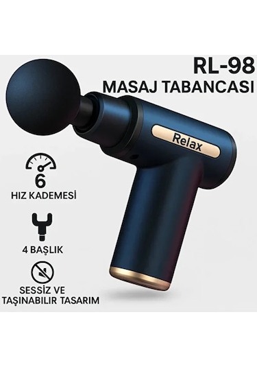 Relax 6 Kademeli Boyun Bel Sırt Bacak Ayak Mini Masaj Tabancası - Siyah