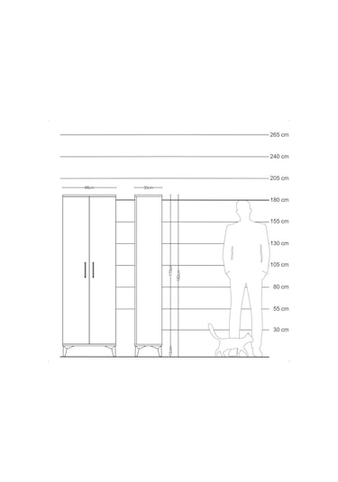 Arges Dolap Tek Raflı Tek Çekmeceli Tek Askılı 88x30x182 Antrasit-aytaşı Atlas Çam