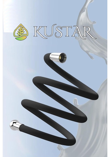 Kustar Nano Silikon Patlamaz Yırtılmaz Ezilmez Duş Hortumu 150 Cm Siyah Banyo Duş Hortumu Gri