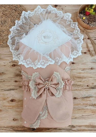 Yenidoğan Pamuk Papatya Desenli Trilüks Unisex Kundak Bebek Battaniyesi Kahverengi Kahverengi