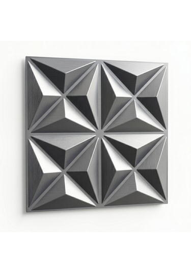 Modern Geometrik Duvar Paneli 50x50 - 10 Lu Avantaj Paketi 2.5 Metre Kare Gümüş