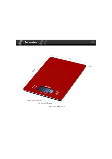 Monyee Kırmızı Dokunmatik Ekranlı Lcd Işıklı Mutfak Terazi - 5kg Hassaslık, Çok Fonksiyonlu G/oz/lb , Otomatik Kapatma, Cam Yüzeyli Tarım Ve Pastane Terazisi Kırmızı