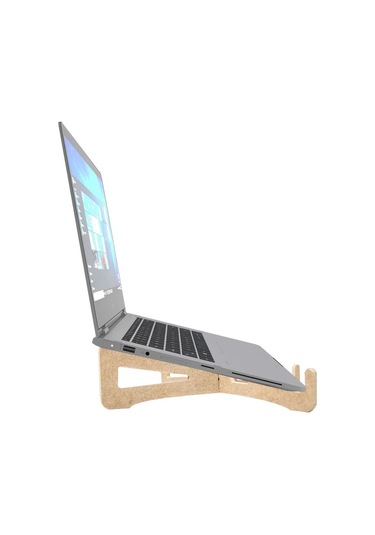 Ahşap Laptop Notebook ve Tablet Telefon Standı Yükseltici Altlık Naturel