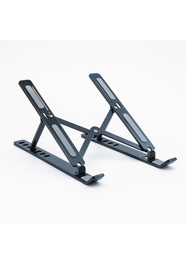 4bh31g Siyah Laptop Standı Metal, Katlanabilir & Ergonomik Tasa