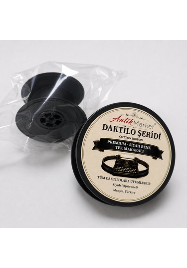 Antik Market Premium Daktilo Şeridi Kırmızı Siyah Tek Makaralı