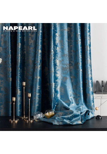 Mavi 1 Pc Napearl 80% Karartma Perdeleri Ev Dekor Lüks Lüks Gölge Oturma Odası Yatak Odası Mavi