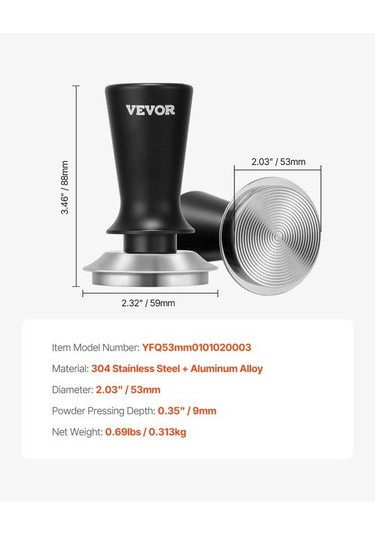 Kahve Dağıtıcısı-vevor-53 Mm-yaylı Kahve Presi-barista İçin Espr Tamper-kaymaz Alaşımlı Saplı Diğer