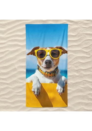 Gözlüklü Köpek Plaj Havlusu