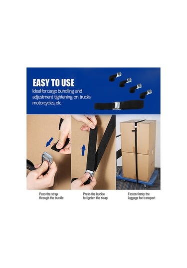 Pazly 6 Adet Çelik Kancalı Sıkma Kayışı - 2.5m X 2.5cm - 150kg Yük Kapasiteli