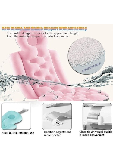 Pembe Banyo Kaynağı Su Geçirmez Kaymaz Spa Banyo Pedi Tam Vücut Küvet Minderi Banyo Yastığı M
